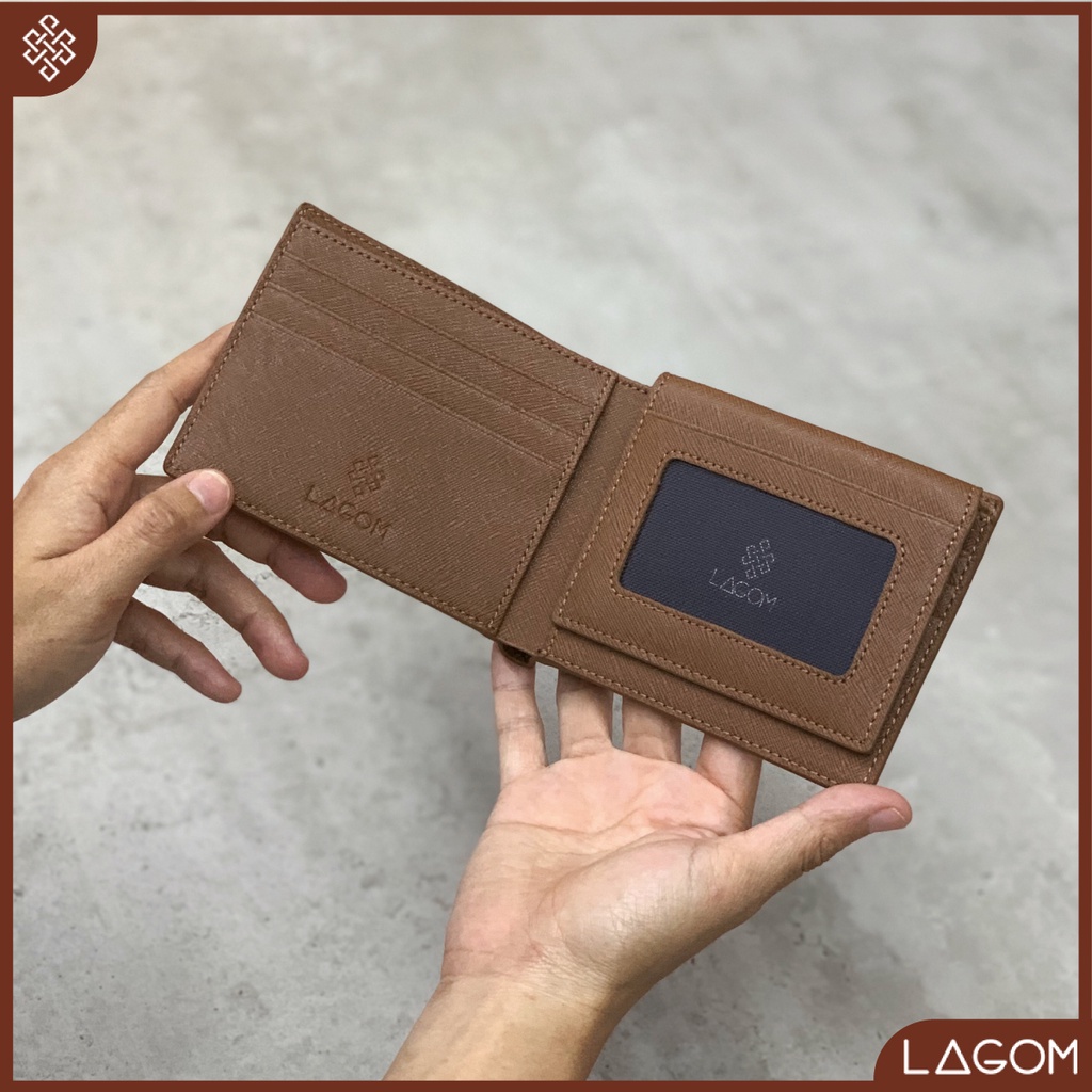 Ví nam Da Thật LAGOM Plus wallet - dáng ngang có ngăn để ảnh