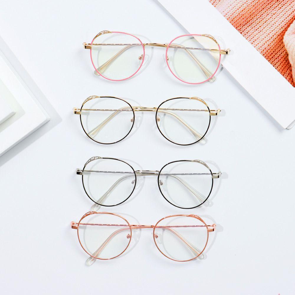 Kính Mắt Gọng Tròn Unisex Tráng Gương Hình Tai Mèo