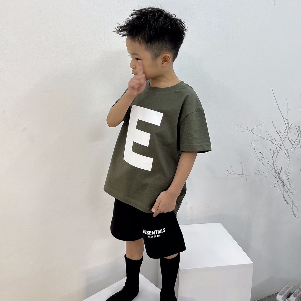Áo ESSENTINAL E XANH ngắn tay dành cho bé chất cotton thoáng mát SETTH08