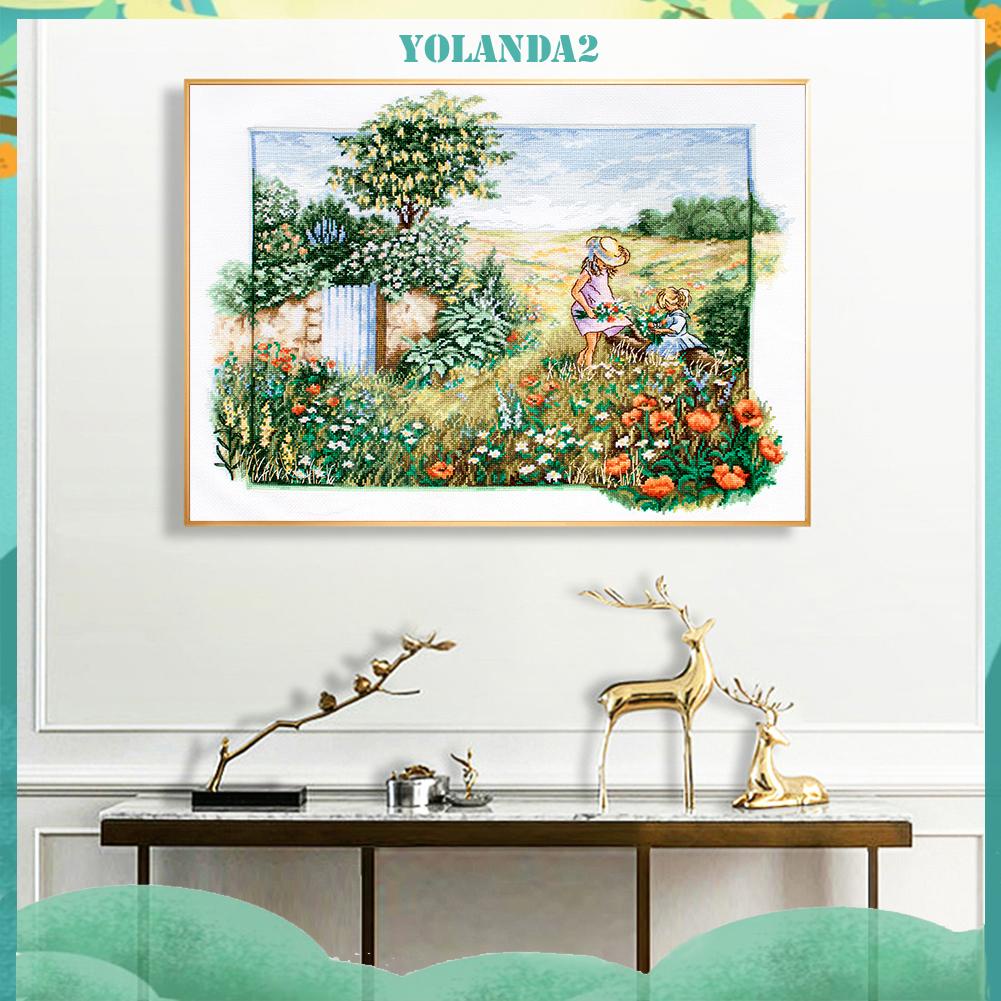 Tranh thêu chữ thập 11CT 3 sợi cotton hình khu vườn toàn diện đẹp mắt