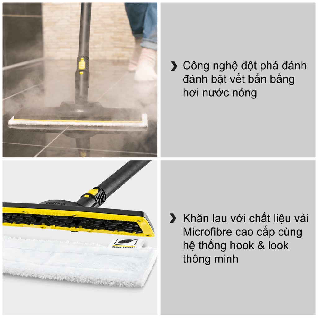 (Sản xuất Đức) Máy làm sạch bằng hơi nước Karcher SC 5 Easyfix EU công suất nhiệt 2200w với hiệu quả làm sạch 150 m2