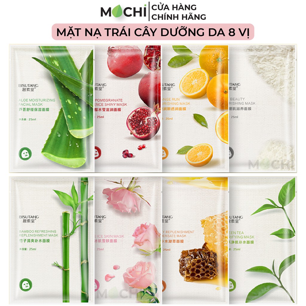 Mặt Nạ Trái Cây 8 Vị Dưỡng Trắng Da Cấp Ẩm Ngừa Mụn Mask Giấy Đắp Mặt Rainbow Bisutang Nội Địa Trung MOCHI SHOP