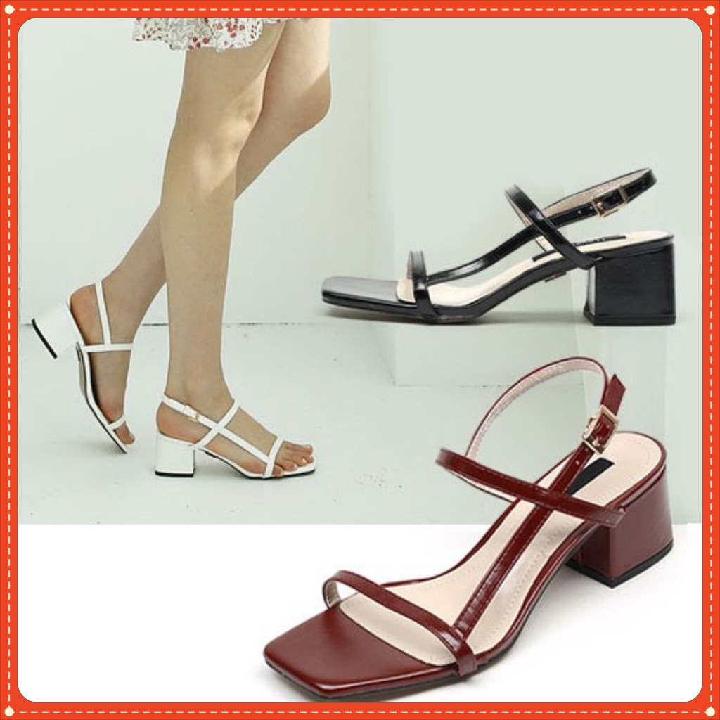 Sandal cao gót nữ quai ngang dáng hàn quốc cao 5cm - LNS6