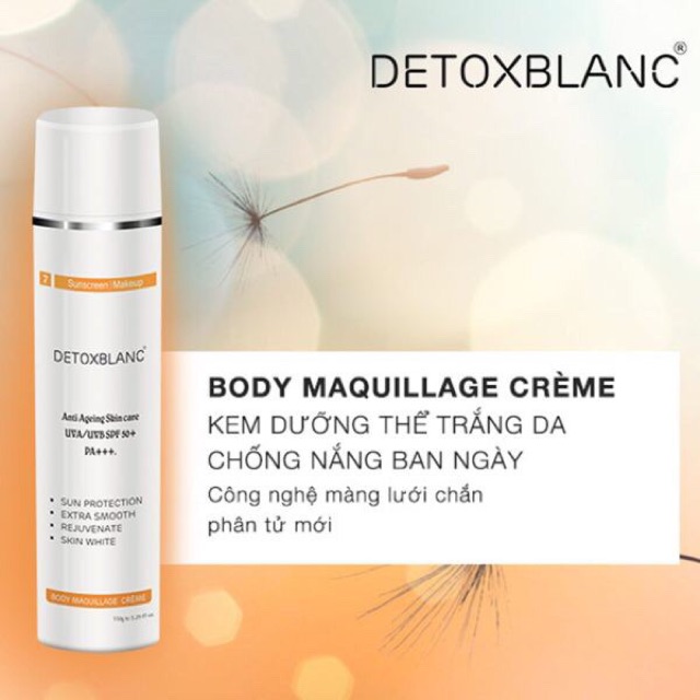 180ML KEM DƯỠNG THỂ TRẮNG DA CHỐNG NẮNG BAN NGÀY - BODY MAQUILLAGE CRÈME - DETOX BLANC - 150ML