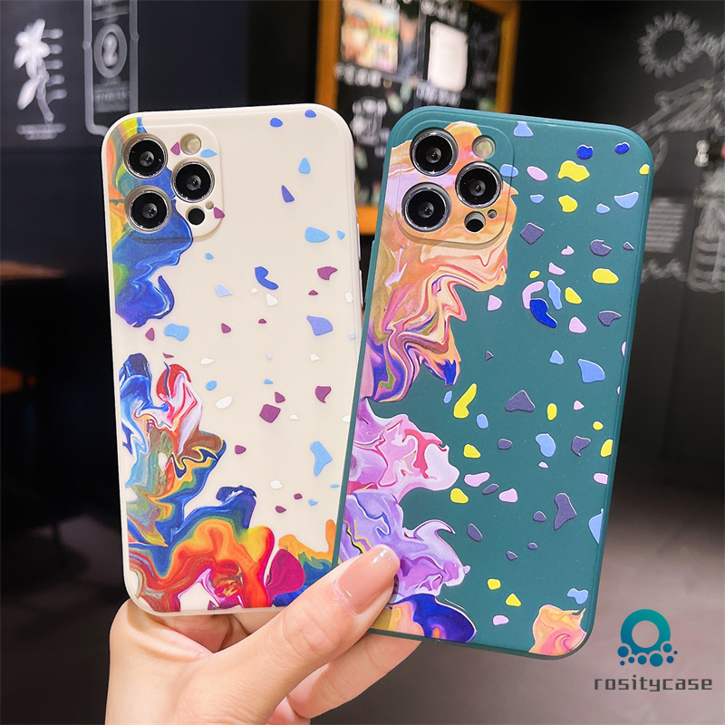 Full Cover Straight Cube Art Watercolor TPU Phone Case for  Xiaomi Redmi Note 9 8 10 10S 9 PRO MAX 9S Xiaomi Redmi POCO X3 NFC X3 PRO M3 Redmi 9 9C NFC 9A 9i 9T 9 PRO