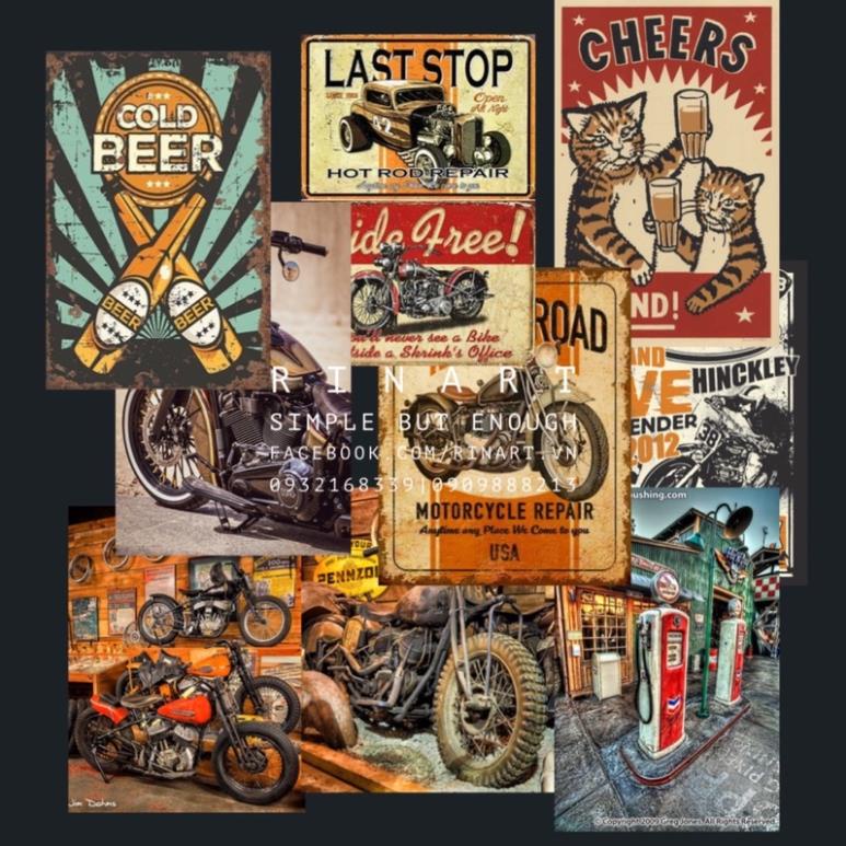 SET 15 TẤM DECAL POSTER 17x23cm DÁN TƯỜNG TRANG TRÍ CỬA HÀNG/CAFE CỔ ĐIỂN VINTAGE