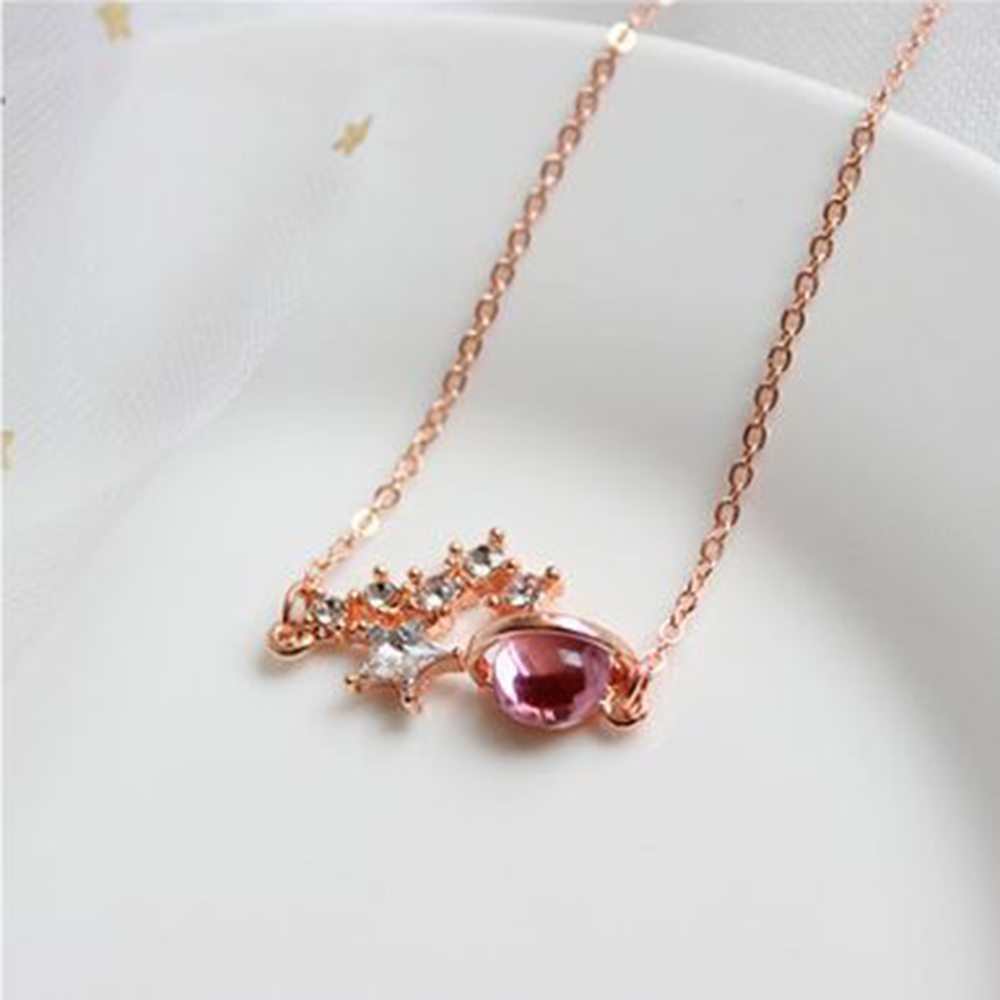 vòng cổ Mặt Hành Tinh Đính Đá Đỏ Thanh Lịch Cho Nữ