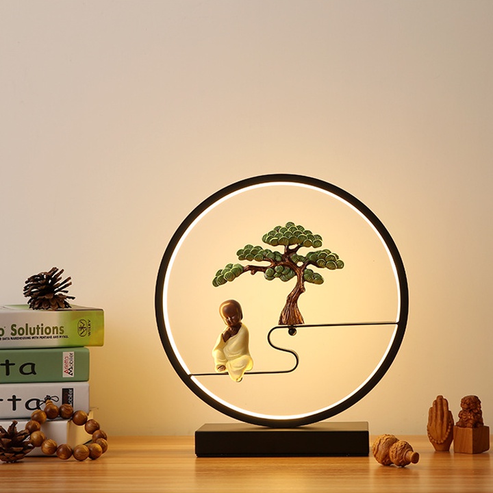 Đèn Led Để Bàn Trang Trí Phòng Ngủ Hình Tròn 30x33cm M096
