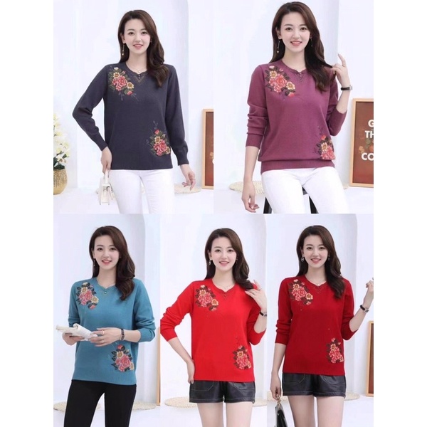 Áo Len Cho Mẹ, Cho Bà Chất Len Siêu Mềm MẪU MỚI NHẤT Free Size &lt;75Kg