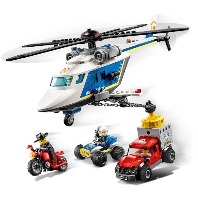 Lego City 60243 - Police Helicopter Chase - Bộ xếp hình Lego Trực thăng truy bắt tội phạm