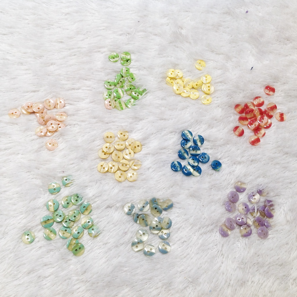 5 Nút áo sơ mi 2 lỗ hoa văn sọc nhiều màu Cúc khuy đính trang phục giá rẻ size 1.1cm