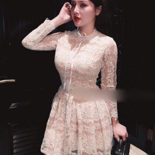 Đầm ren tay dài 2 lớp dày dặn, đầm dáng xòe tiểu thư tay dài siêu xinh