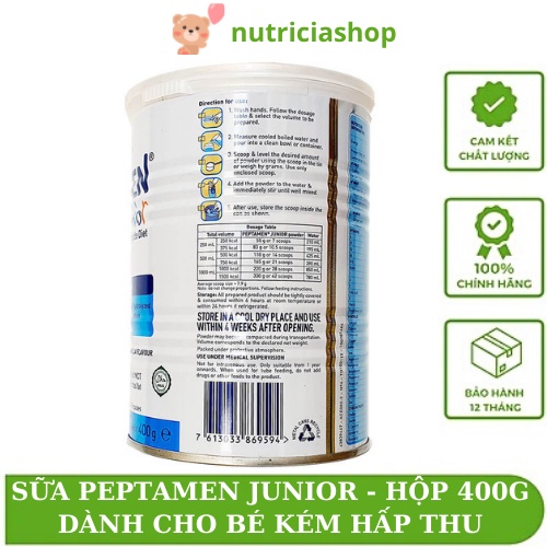 [Date xa 2024] Sỉ 1 thùng (12hộp) Sữa Peptamen Junior 400gram sữa cao năng lượng dành cho trẻ suy dinh dưỡng,kém hấp thu