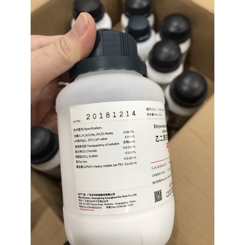 Hóa chất Ethylenediamine tetraacetic aci.d EDTA 2Na 250g C10H14N2O8Na2 CAS 6381-92-6 EDTA.2Na C10H14N2Na2O8.2H2O