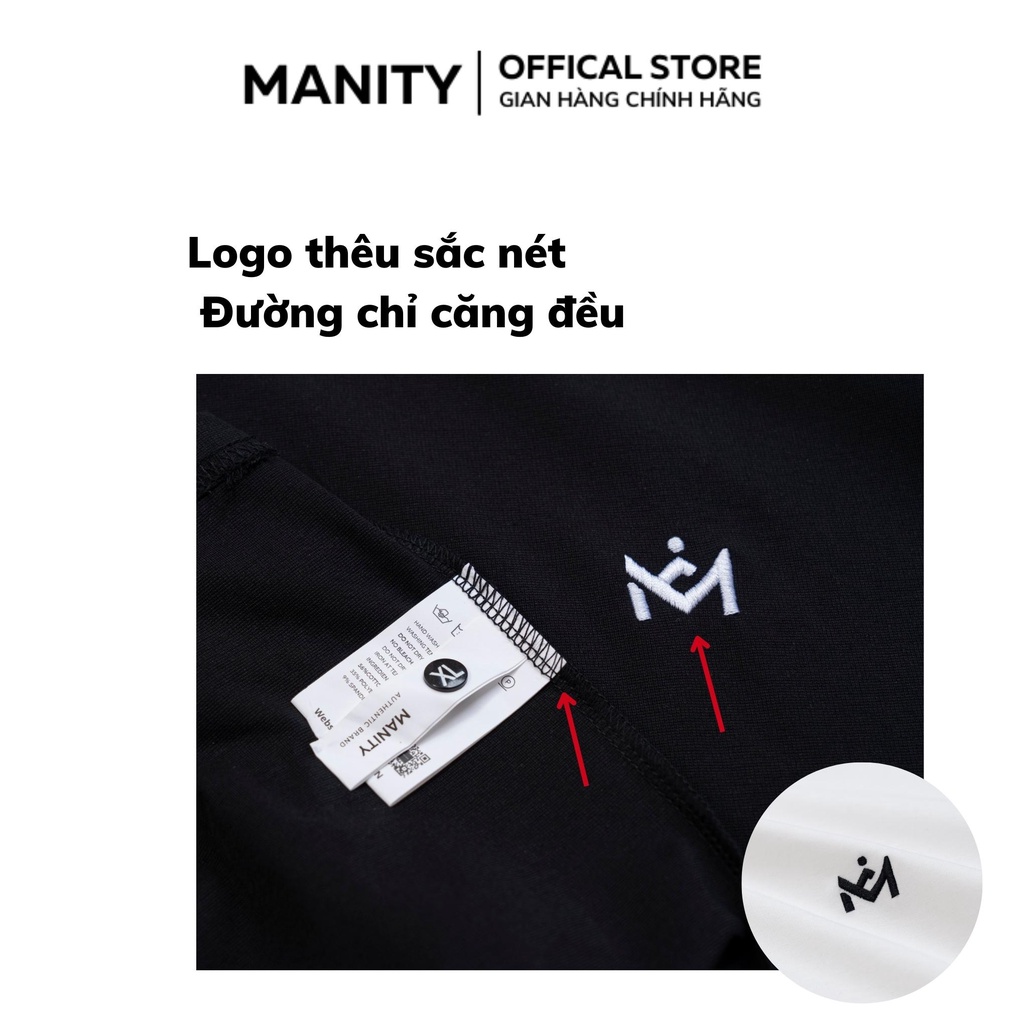 Áo thun nam MANITY cổ tròn thêu logo 2 màu cao cấp co giãn 4 chiều - APM001