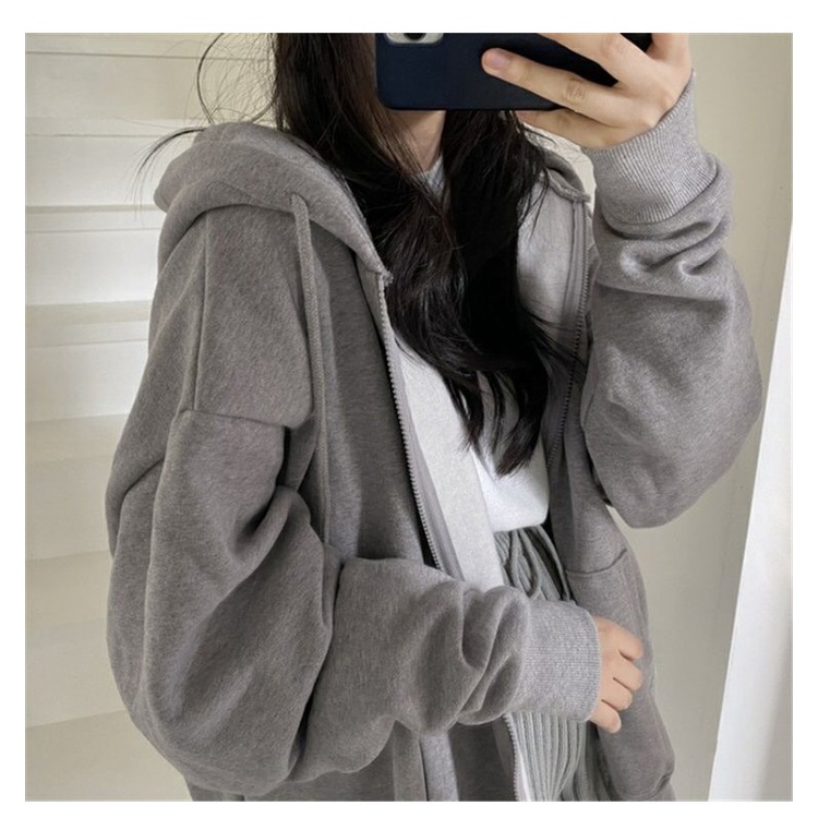 Áo Khoác Hoodie Khoá Kéo Freesize Dài 70 Ngực 130 Chất Nỉ Bông