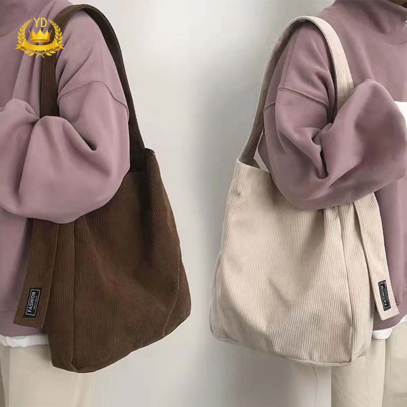 Túi Vải canvas Sợi to Phong Cách Cổ Điển Thời Trang Thu Đông 2021