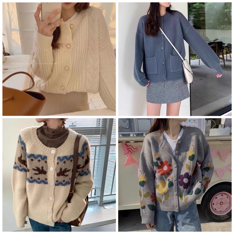 Cardigan len 2HAND kiểu, hoạ tiết xinh xắn
