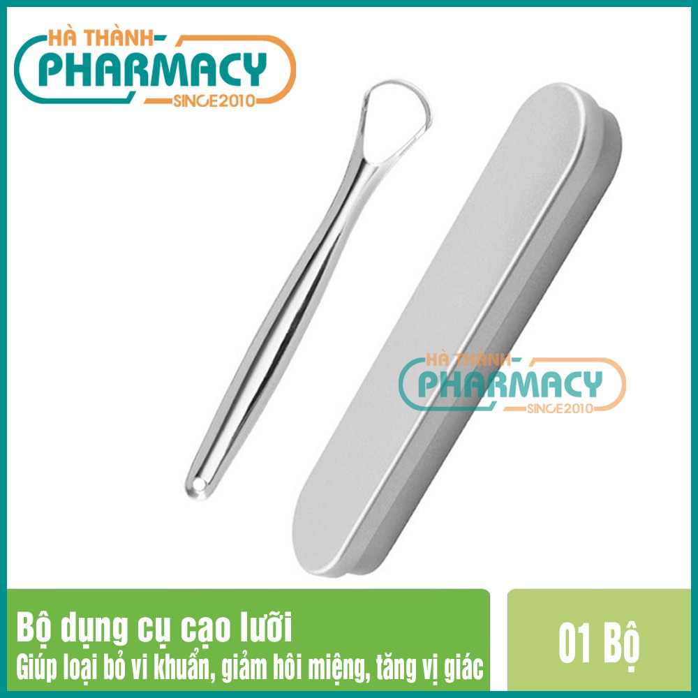 Cạo lưỡi inox kèm hộp đựng cao cấp dụng cụ cạo lưỡi chăm sóc sức khỏe răng miệng loại bỏ vi khuẩn hôi miệng tăng vị giác