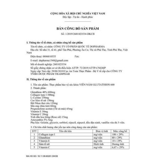 VIÊN UỐNG TRẮNG DA NGỪA NÁM GLUTATHIONE 600 | BigBuy360 - bigbuy360.vn