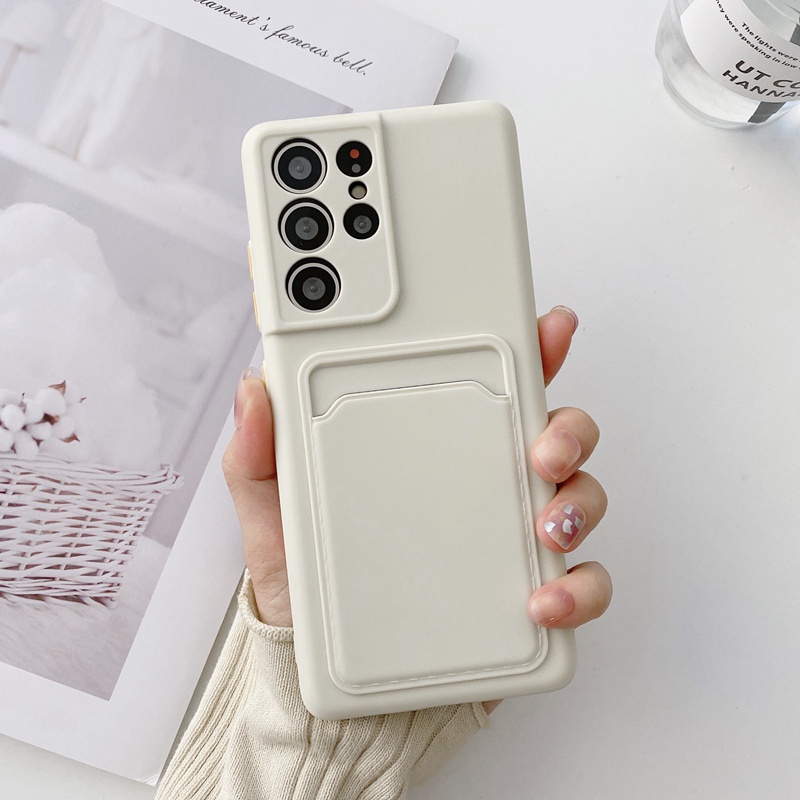 Ốp Điện Thoại Silicon Kèm Ngăn Đựng Thẻ Sang Trọng Cho Samsung Galaxy S20 Ultra S21 Plus S22 S20FE S21Ultra