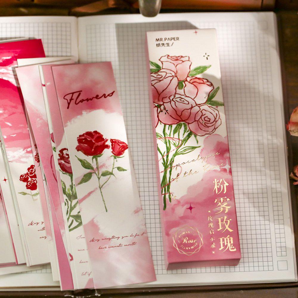 CHOOKEY Hộp 30 Thẻ Giấy Đánh Dấu Trang Sách Hình Hoa Hồng Sáng Tạo