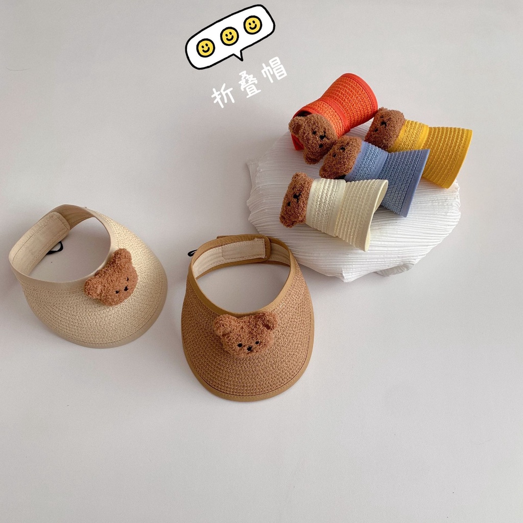 Nón Lưỡi Trai Hở Chóp Bằng Cói Phong Cách Hàn Quốc Dễ Thương Dành Cho Các Bé