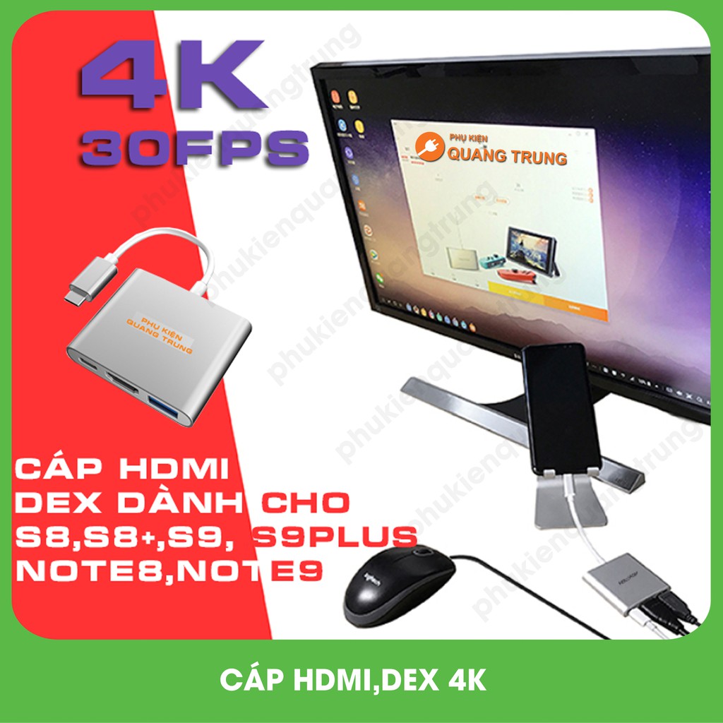Cáp hdmi,dex cổng type C dành cho s8,s8plus,s9,s9plus,note8,note9,s10,s20,note10 thiết bị game lên màn hình lớn