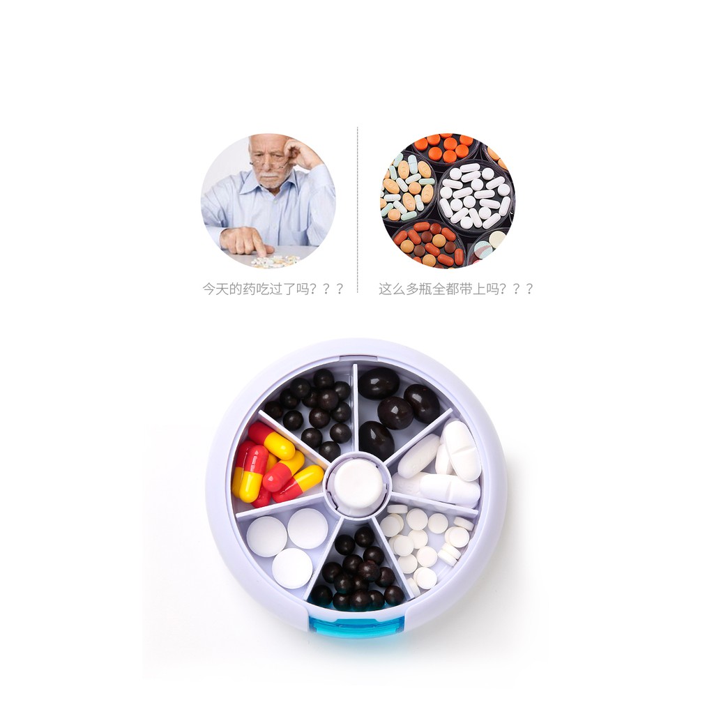Hộp Đựng Thuốc Đa Năng 7 Ngày Có Nút Nhấn Xoay