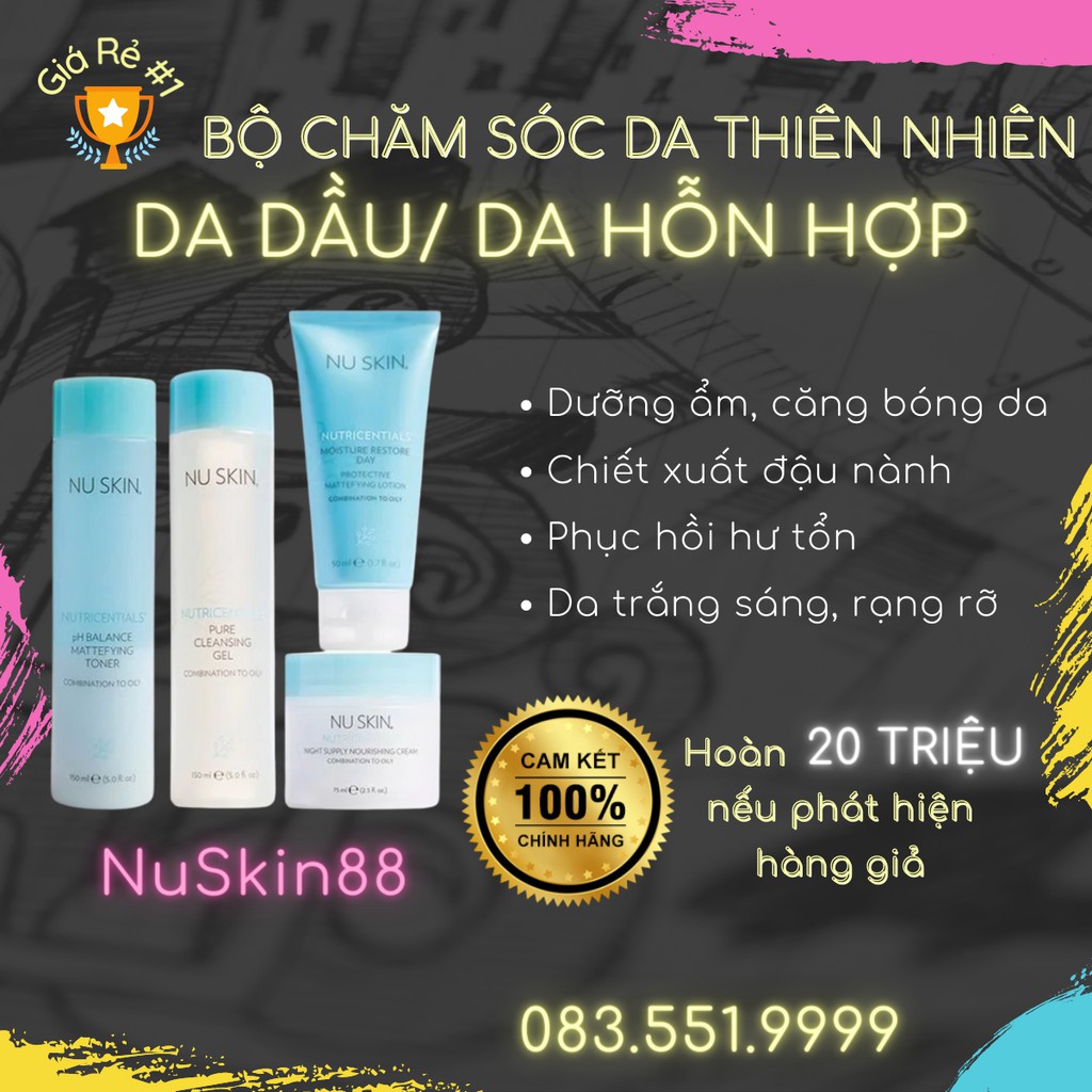 [ CHÍNH HÃNG 100% ] [INBOX NHẬN GIÁ SỈ] Bộ 4 sp Nutricentials cho da dầu Nuskin NuSkin 88