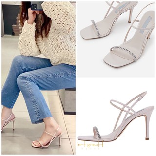 Giày Sandal Cao Gót Quai Mảnh HF22 Đính Hạt Gót Cao 8 cm