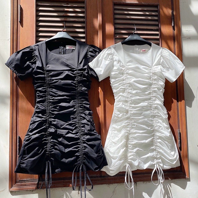 Đầm Xinh KEMO DRESS thiết kế chun rút dây tạo điểm nhấn sang trọng đơn giản búp tay phồng chất vải thun hàn xoè nhẹ | BigBuy360 - bigbuy360.vn