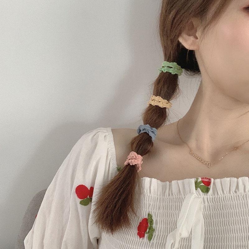 Dây Buộc Tóc Gợn Sóng Co Giãn Màu Kẹo Ngọt Phong Cách Hàn Quốc