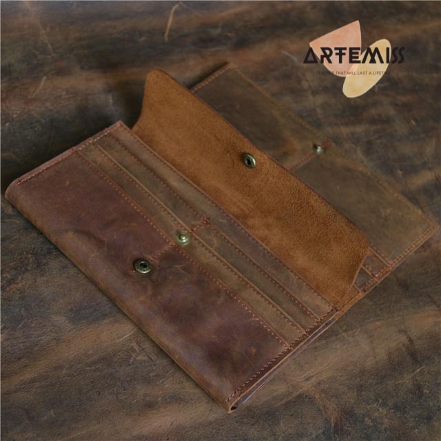 Ví dài nam ⚡FREESHIP⚡da bò thật 100% cầm tay retro Lịch lãm, phong cách, bền đẹp. BH 12t Tặng Vớ nam YTW2