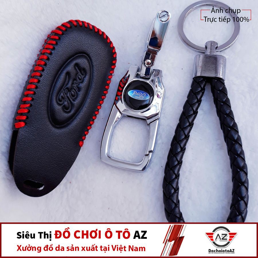 Bao Da Bọc Chìa Khóa Xe Ô Tô Ford 3 Nút Eco Cũ, Fista, Focus