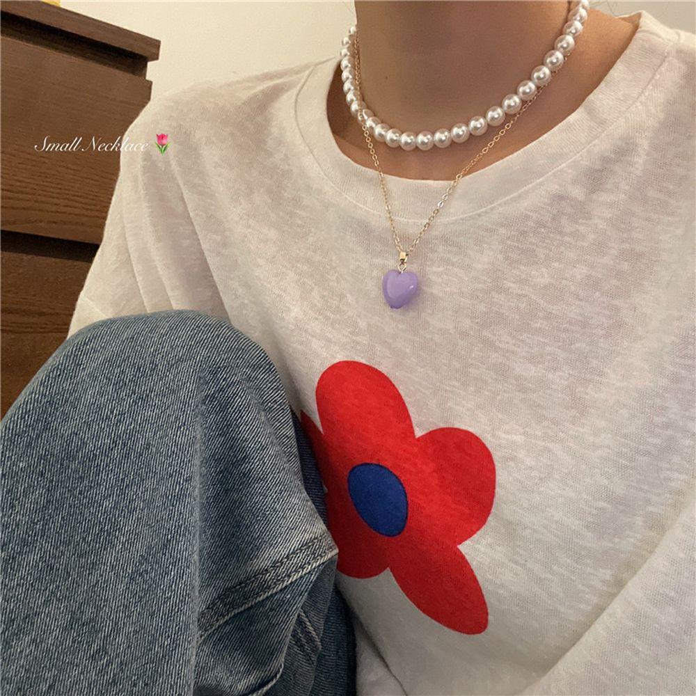 ANEMONE Vòng cổ Hai Lớp Mặt Trái Tim