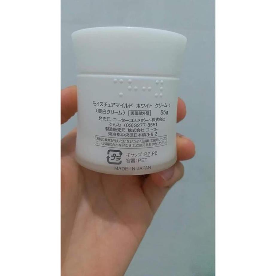 Kem Dưỡng Trắng Da Ban Đêm Kose Moisture Mild White 55g Nhật Bản