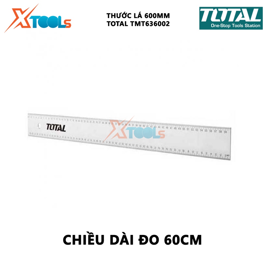 Thước đo TOTAL TMT636002 | Thước lá Chiều dài 60cm, Chiều rộng 5cm, Chất liệu nhôm anodized, Tỷ lệ chính xác 0,7mm/m, đo