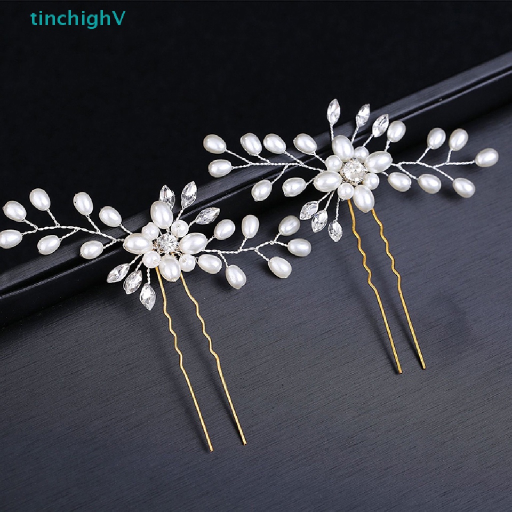 Trâm Cài Tóc Hình Hoa Đính Pha Lê &amp; Ngọc Trai Thủ Công Trang Trí Tóc Cô Dâu