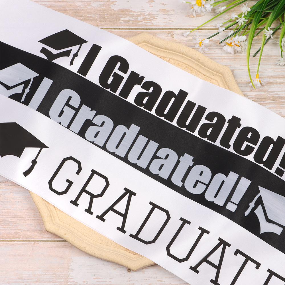 ✧WATTLE✧ New GRADUATE Unisex Satin Sash I GRADUATED High School Celebration Gift College Single Sided Graduation Party