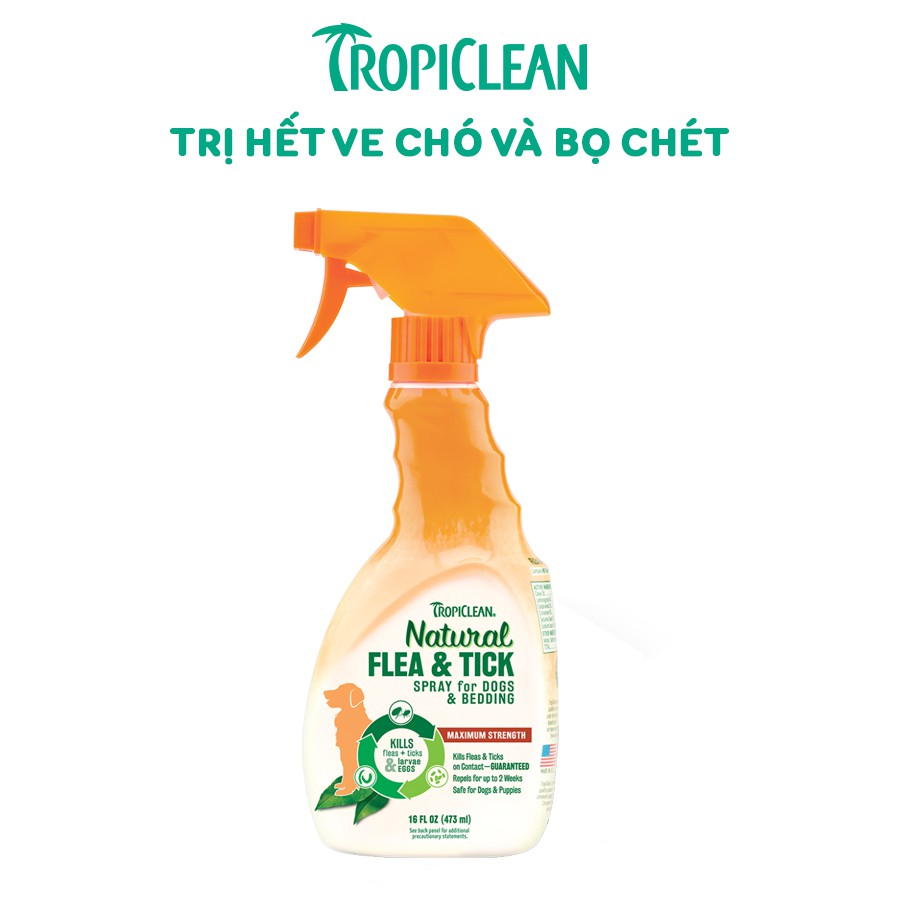 Xịt diệt ve rận bọ chét cho chó Tropiclean chai 473ml (MADE IN USA)