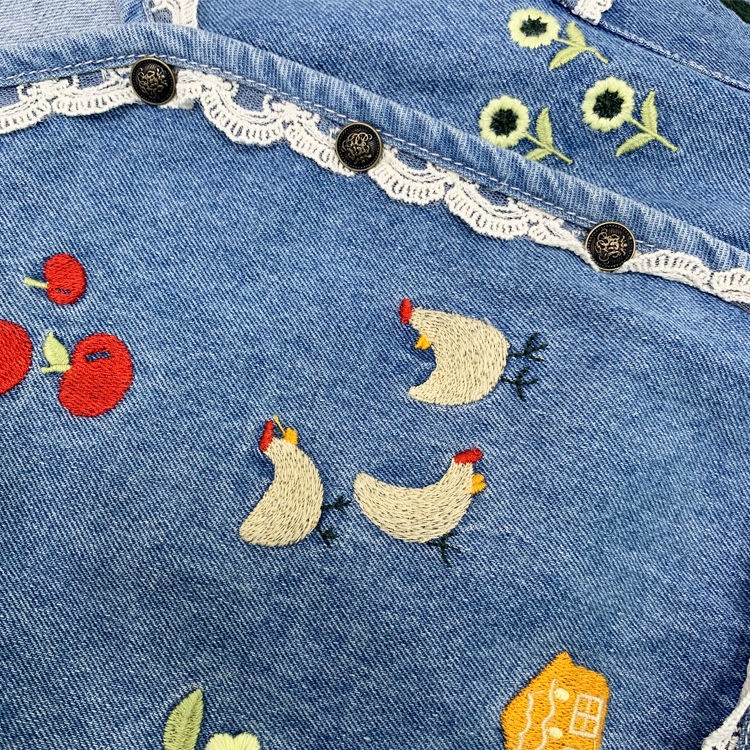 Áo Khoác Denim Sát Nách Thêu Họa Tiết Thời Trang Xuân Thu 2022 Cho Bé Gái