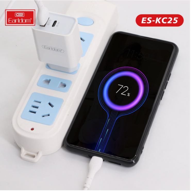 Bộ cáp sạc nhanh iphone samsung 18w Earldom KC25, Bộ sạc iphone samsung chính hãng chất lượng cao