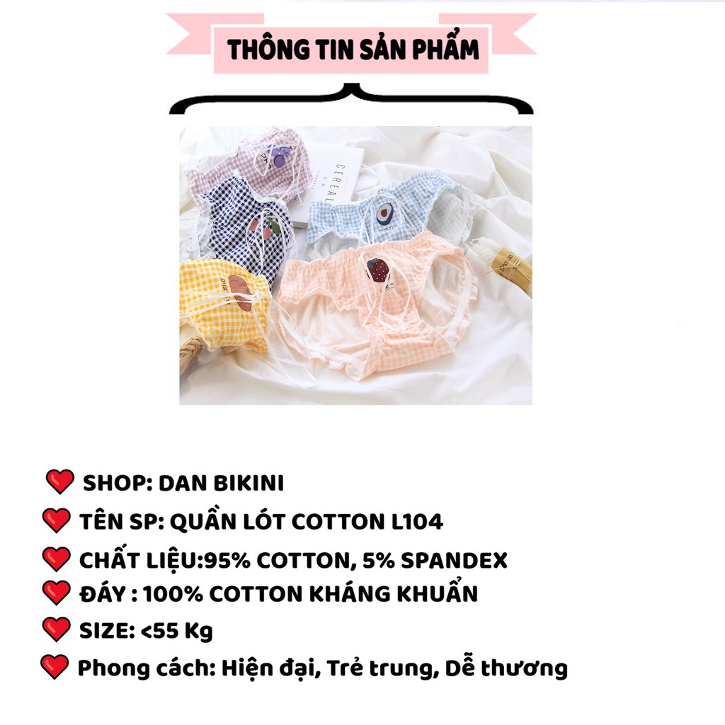 Quần Lót Nữ Cotton ❤️FREESHIP❤️ Set Cotton Cao Cấp Kẻ Viền Bèo Thắt nơ mẫu L104 | BigBuy360 - bigbuy360.vn