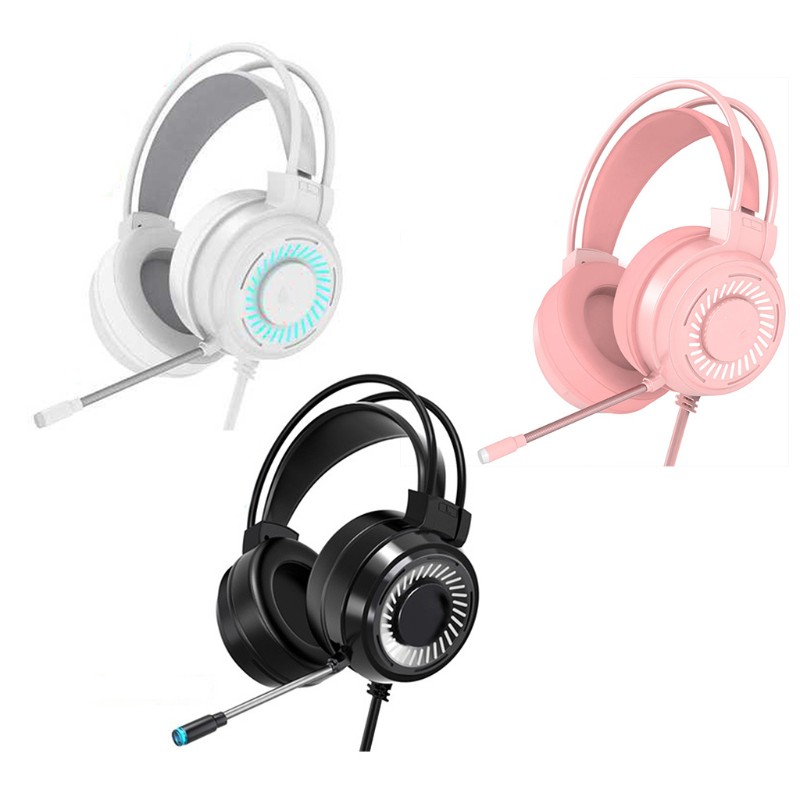 Gaming Headset, 3.5mm Stereo Wired Over-Head Gaming Headphone with RGB Rainbow