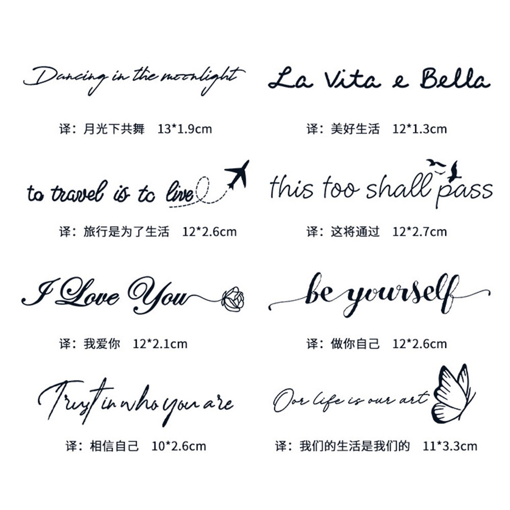 Hình Xăm Dán Tạm Thời Họa Tiết Chữ Tiếng Anh Chống Thấm Nước Đổi Màu Theo Nhiệt Độ Phong Cách Hàn Quốc