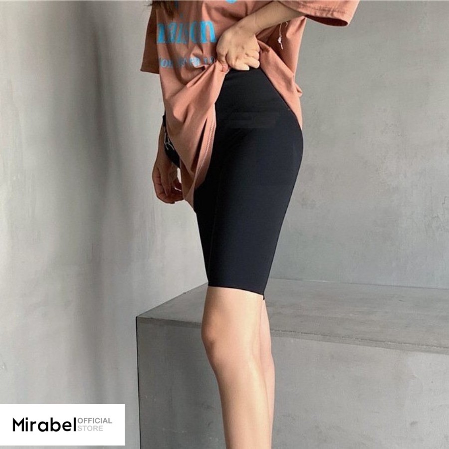 Quần legging lửng đùi nữ Mirabel quần legging cạp cao siêu co giãn cotton 100% loại 1