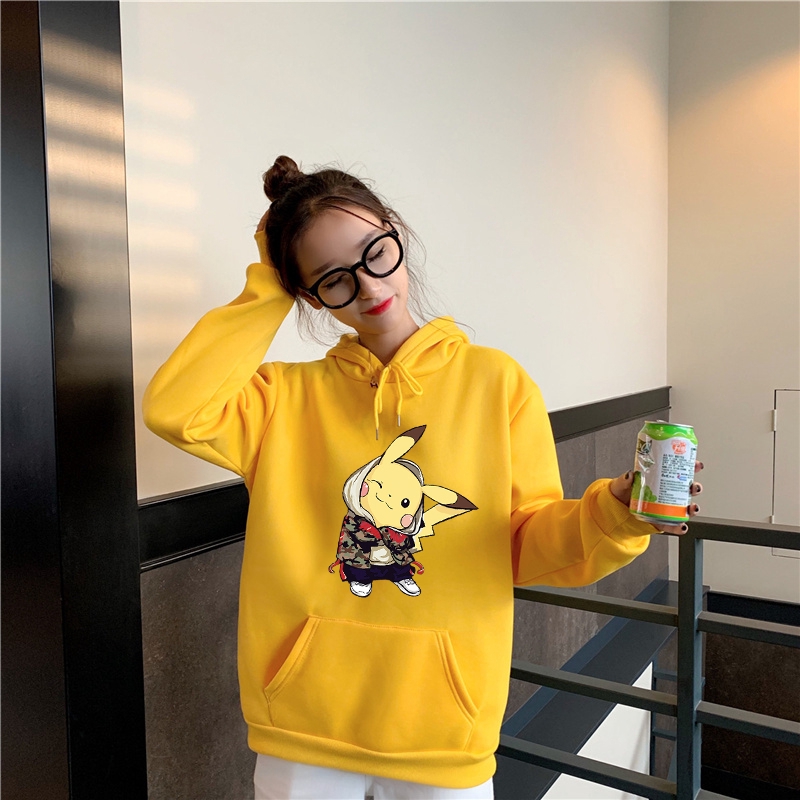 Áo Khoác Hoodie Tay Dài Dáng Rộng In Hình Pikachu Thời Trang Harajuku Cho Nam Nữ | BigBuy360 - bigbuy360.vn
