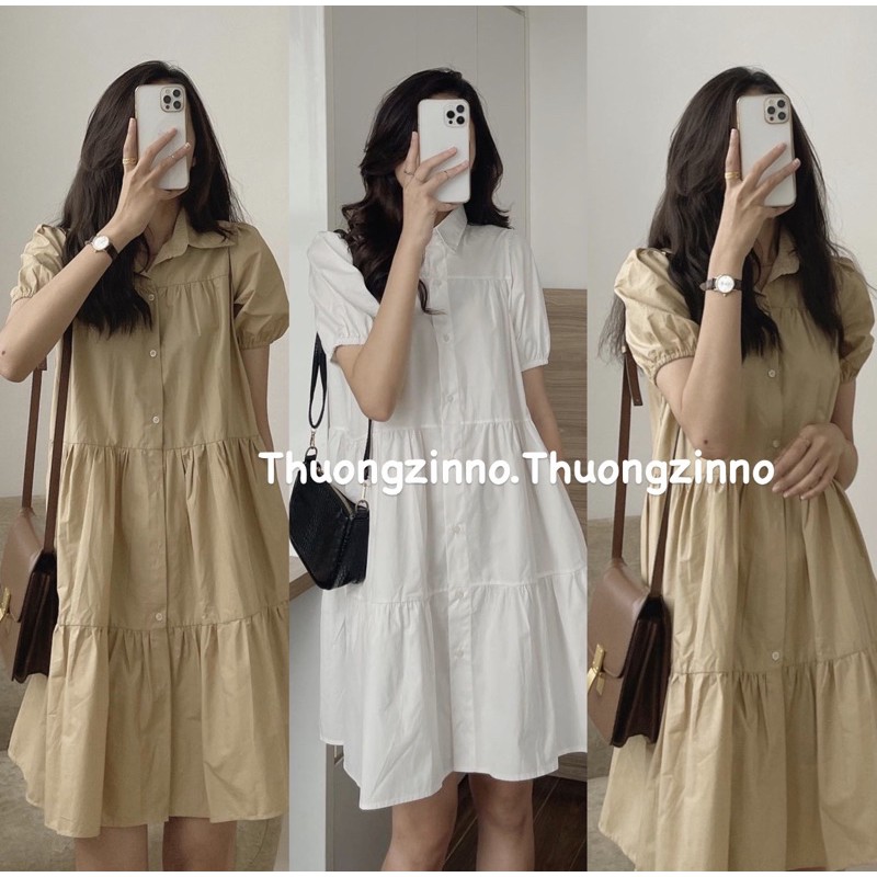 ĐẦM SƠ MI BABYDOLL ULZZANG Váy sơ mi babydoll búp bê cổ polo