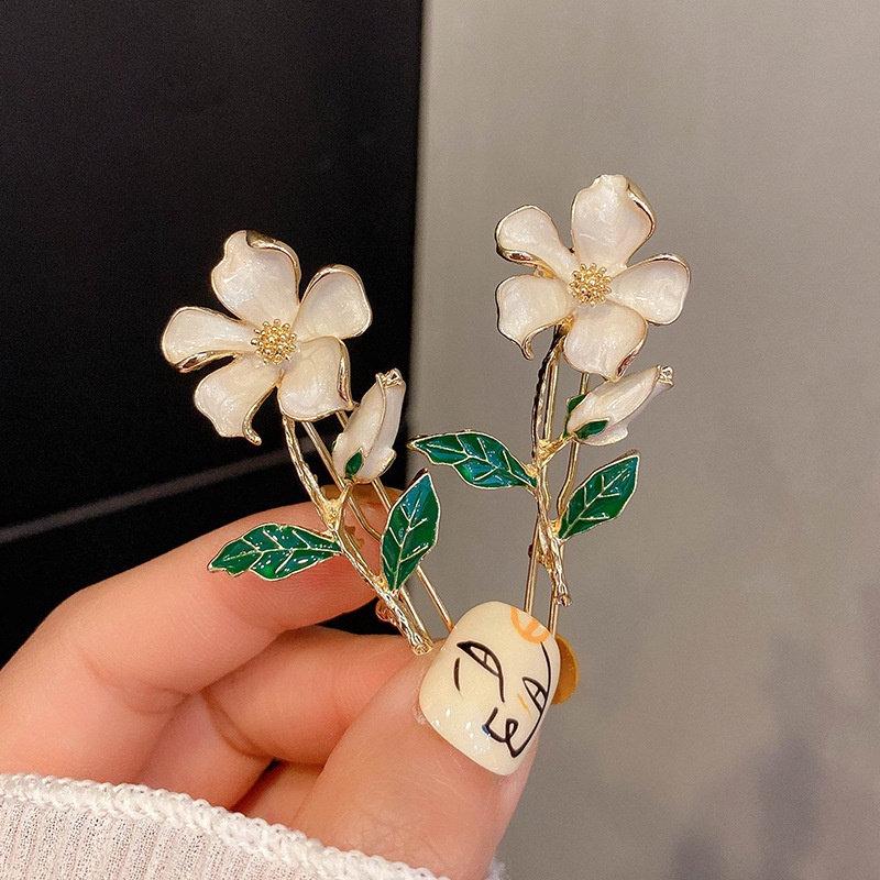Scrunchies hoa chuông lá xanh vải phi bóng phong cách nàng thơ ngọt ngào S03